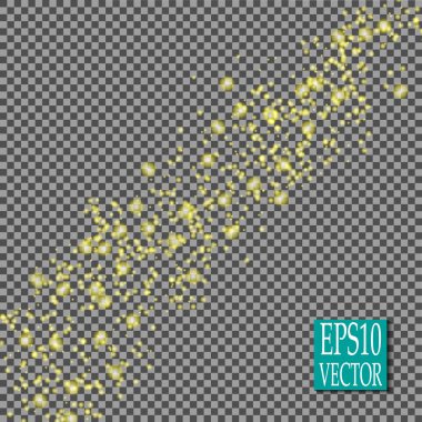 Altın parlayan kümesi üzerinde şeffaf arka plan izole etkileri ışıklar. Güneş ışınları ile flash ve spot. Parlama ışık efekti. Yıldız patlaması ile parıldıyor.