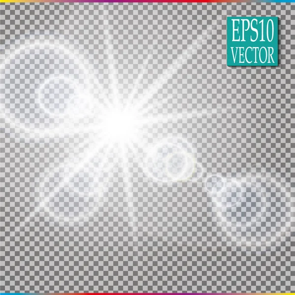 Vector transparentes Sonnenlicht spezielle Linse Flare Lichteffekt. — Stockvektor
