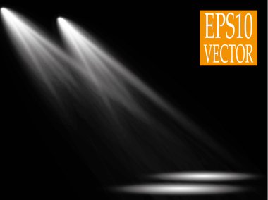 Vektör Spotlights. Sahne. Hafif Efektler. Parlak ışık efekti
