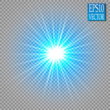 Parlama ışık efekti. Yıldız patlaması ile parıldıyor. Altın parlayan ışıklar