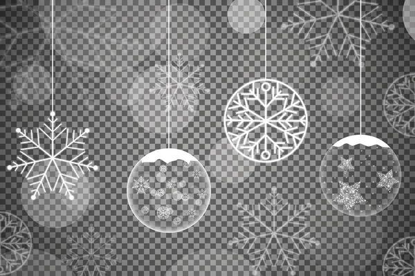 Ornamenti natalizi realizzati con fiocchi di neve vettoriale illustrazione — Vettoriale Stock