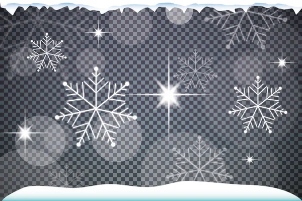 Adornos de Navidad hechos de copos de nieve vector ilustración — Vector de stock