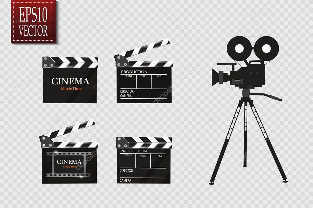 Cinema festival Flyer Or Poster With Movie Reel And Clapper Board. Vector Illustration Of Film Industry. Template For Your Design Eps 10