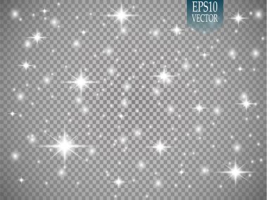 Altın parlayan kümesi üzerinde şeffaf arka plan izole etkileri ışıklar. Güneş ışınları ile flash ve spot. Parlama ışık efekti. Yıldız patlaması ile parıldıyor.