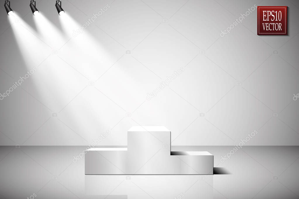 Empty winners podium with first, second and third place for award ceremony. Vector illustration