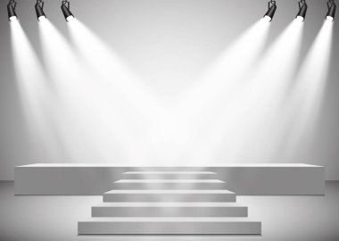 Vektör Spotlights. Sahne. Hafif Efektler Kürsüsü. Işık