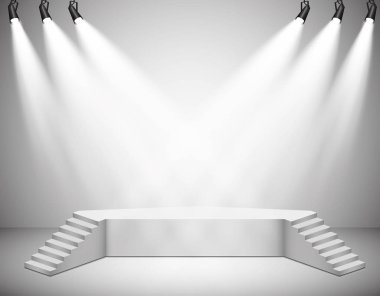 Vektör Spotlights. Sahne. Hafif Efektler Kürsüsü. Işık