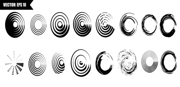 Conjunto de círculos negros vetoriais. Manchas pretas no fundo branco isolado. Lugares para design grunge —  Vetores de Stock