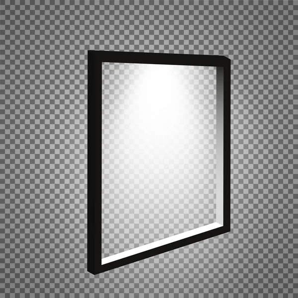 Uma moldura com leve pesagem na parede. Quadro para a imagem, retangular, quadro retangular e a lâmpada na parede, ilustração vetorial — Vetor de Stock