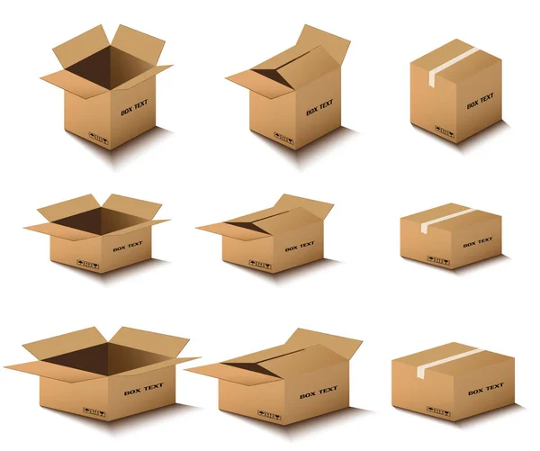 Scatola di cartone, imballaggio postale, scatola su sfondo bianco, illustrazione vettoriale — Vettoriale Stock