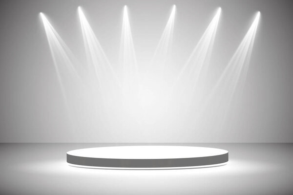 White round podium. Pedestal. Scene. Vector illustration.