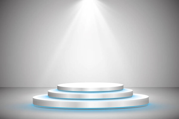 White round podium. Pedestal. Scene. Vector illustration.