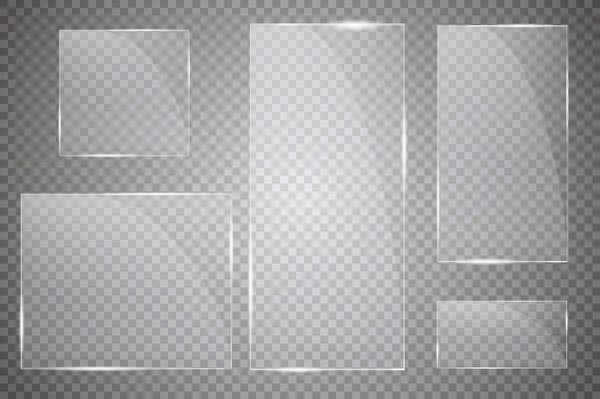 Plaques de verre transparent modernes vectorielles sur fond transparent . — Image vectorielle