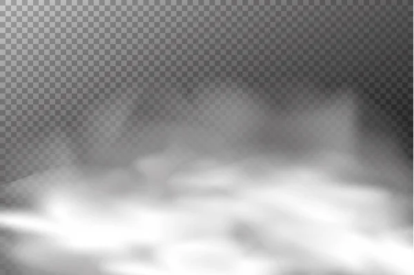 Niebla o humo aislado efecto especial transparente. Nubosidad del vector blanco, niebla o fondo de niebla. Ilustración vectorial — Vector de stock