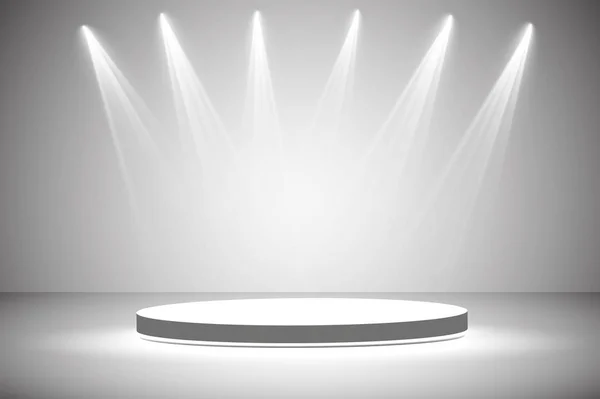 White round podium. Pedestal. Scene. Vector illustration. — Stock Vector