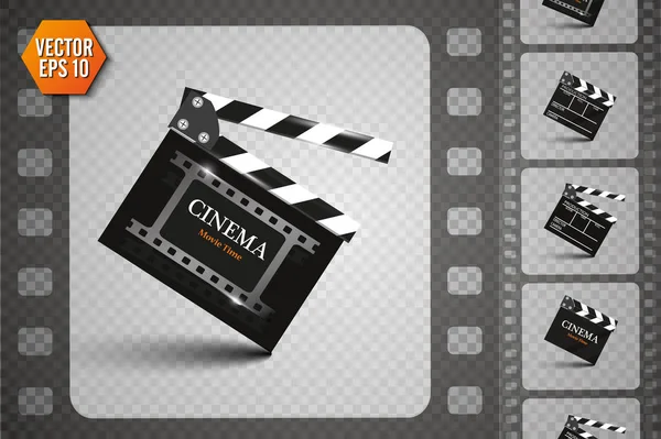 Clapper board sur fond transparent. Claqueuse de film — Image vectorielle