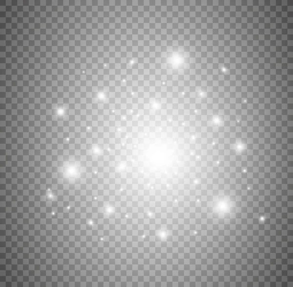 Ilustración abstracta de onda de brillo blanco vectorial. Huella de polvo de estrella blanca partículas brillantes aisladas sobre fondo transparente. Concepto mágico — Vector de stock