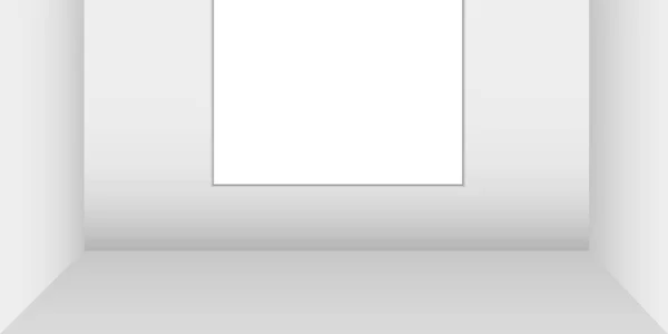 Абстрактно белая пустая комната, ниша с белой стеной, полом, потолком, темная сторона без текстур, вид сверху без цветной 3D иллюстрации. Шаблон пустой коробки — стоковый вектор