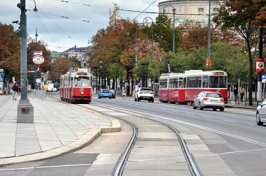 Modern tramvay ve şehir Viyana, Avusturya, Europe