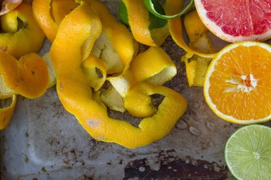 Narenciye kabukları, portakal, limon ve greyfurt c vitamini ve pul pul dökülme için