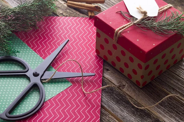 Eenvoudige Diy Wrapping Kerstmis Geschenken Vintage — Stockfoto