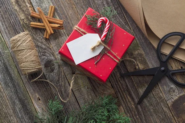 Eenvoudige Diy Wrapping Kerstmis Geschenken Vintage — Stockfoto