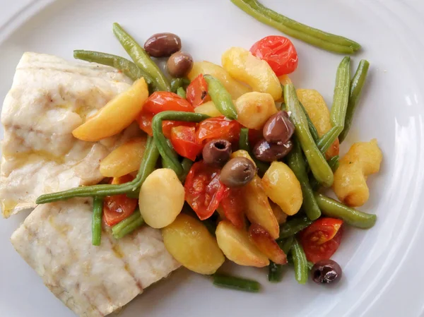 Prato Peixe Estilo Liguriano Servido Ligúria Itália — Fotografia de Stock