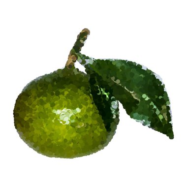 Boncuk ve baloncuklardan oluşan yeşil yapraklı mandalina.