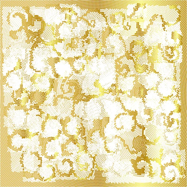 Εικονογράφηση Χρυσού Χρυσό Φόντο Από Μοτίβα Αφαίρεση Κύκλου Λευκά Τετράγωνα — Διανυσματικό Αρχείο