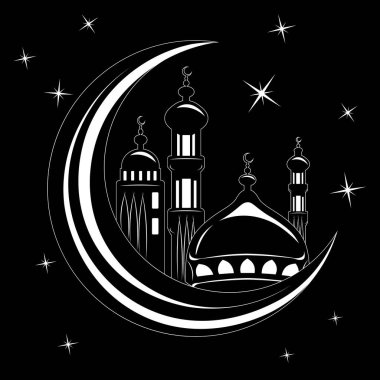 Cami vektörü, cami simgesi. Cami Simgesi Vektörü. Ramazan Simgesi Sanatı - hisse senedi vektörü. Ay 'da cami, ay' da. Siyah