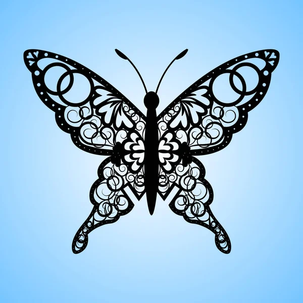 Découpe Vectorielle Papillon Découpe Laser Carte Lieu Mariage Carte Décorative — Image vectorielle