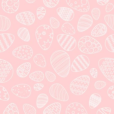 Vektör, beyaz yumurta deseni. Paskalya. Kusursuz arka plan pembesi