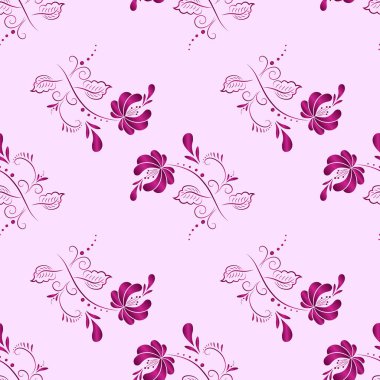 Rus gzhel tarzında pembe renkli tekstil vektörü.