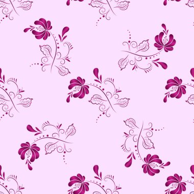 Rus gzhel tarzında pembe renkli tekstil vektörü.