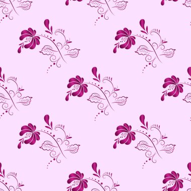 Rus gzhel tarzında pembe renkli tekstil vektörü.