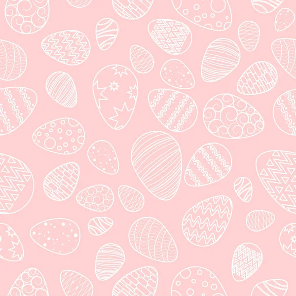 Vector Pattern White Eggs Easter Seamless Background Pink — Stock Vector