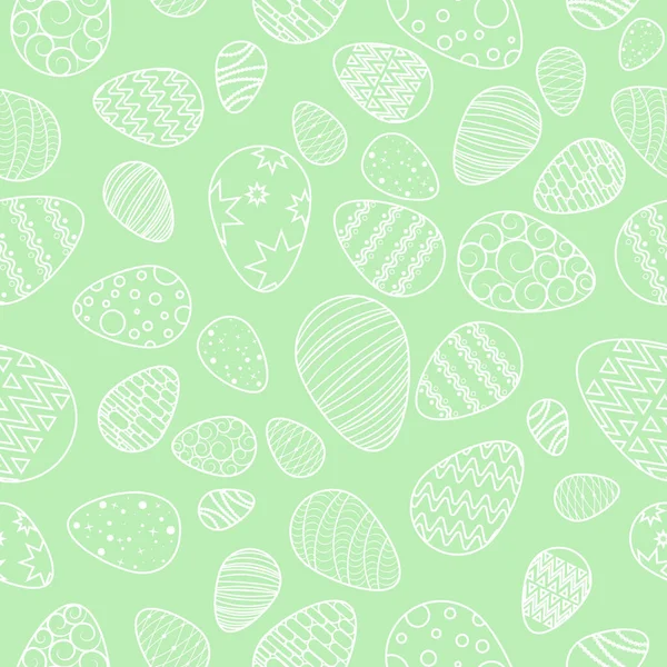 Vector Pattern White Eggs Easter Seamless Background Green — Stock Vector