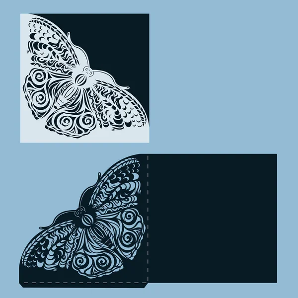 Postal Tarjeta Invitación Saludo Con Mariposa Abstracta Patrón Para Corte — Archivo Imágenes Vectoriales