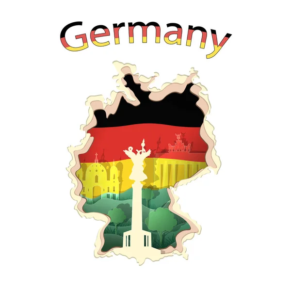 벡터입니다 Germany Flag Paper Berlin Cathedral Brandenburg Gate Victory Illustration — 스톡 벡터