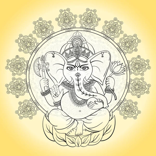 Vector Creativo Basado Arte Lord Ganesha Design Sobre Fondo Brillante — Vector de stock