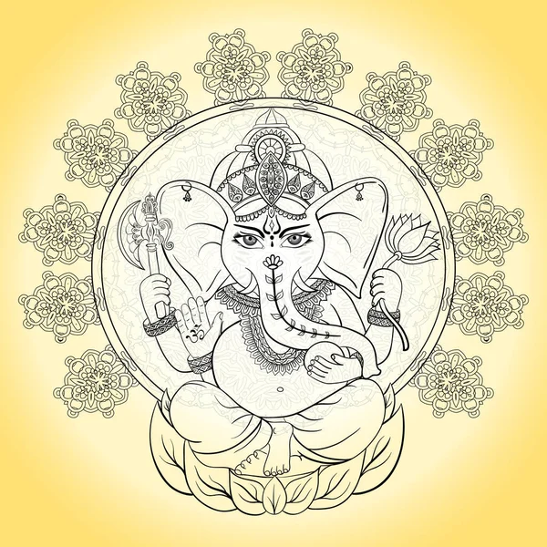 印度教节 Ganesh Chturthi Shubh Deepawali 的光辉背景下基于创意矢量艺术的甘尼萨勋爵设计 — 图库矢量图片