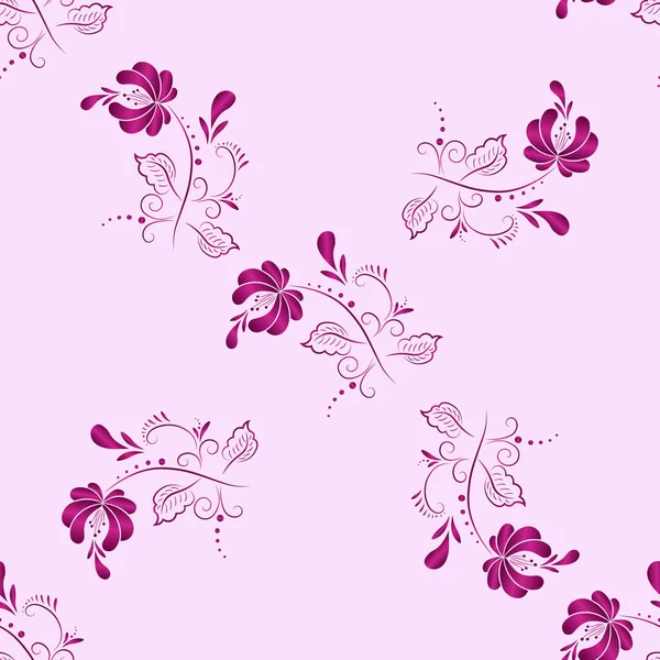 Motif Sans Couture Vecteur Textile Floral Rose Dans Style Russe — Image vectorielle