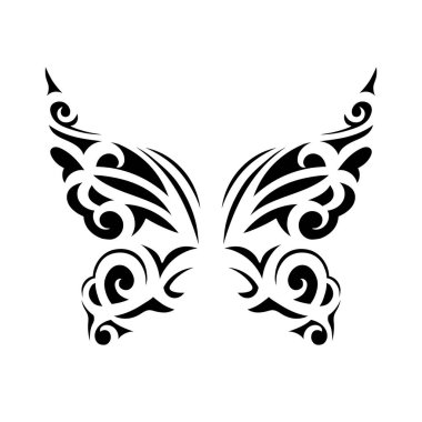 Beyaz arka planda siyah kelebek. Lazer kesimi. kanatlar, dövme