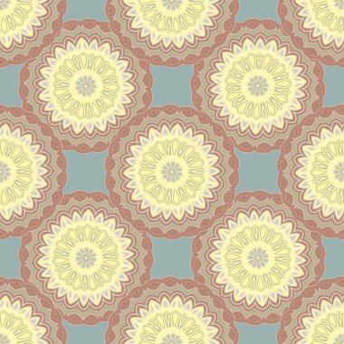 Vektör arkaplanı, kusursuz desen Mandalas