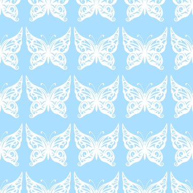 Vektör çizimi. Kelebeklerin kusursuz deseni. mavi