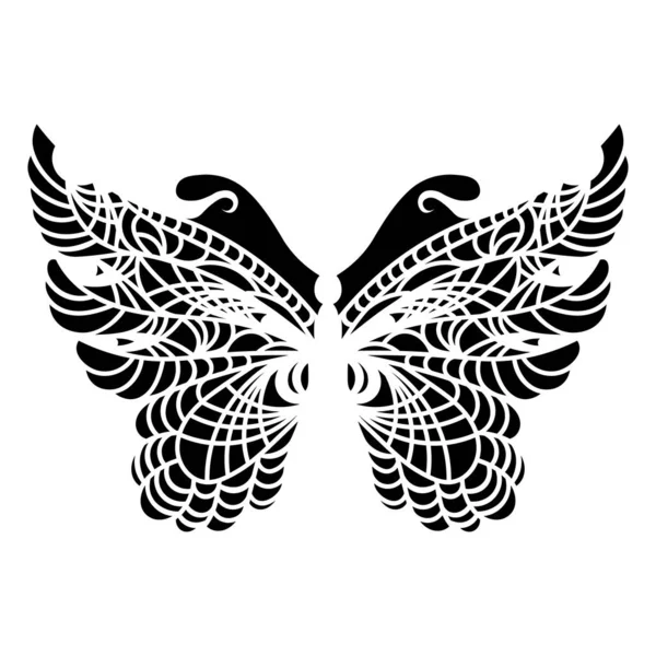 Vector Zwarte Vlinder Een Witte Achtergrond Lasersnijden Vleugels — Stockvector