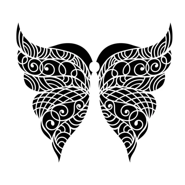 Vektor Černý Motýl Bílém Pozadí Laserové Řezání Křídla — Stockový vektor
