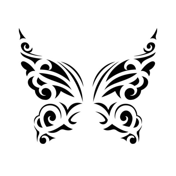 Vektor Černý Motýl Bílém Pozadí Laserové Řezání Křídla Tetování — Stockový vektor