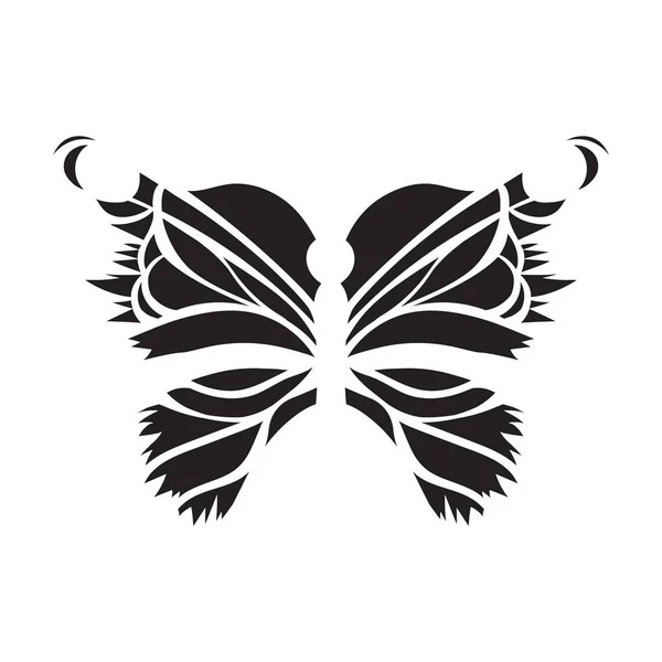 Vector Black Butterfly White Background Laser Cutting Wings Tattoo — Stock Vector