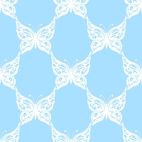 Vektor Illusztráció Pillangók Zökkenőmentes Mintája Kék — Stock Vector